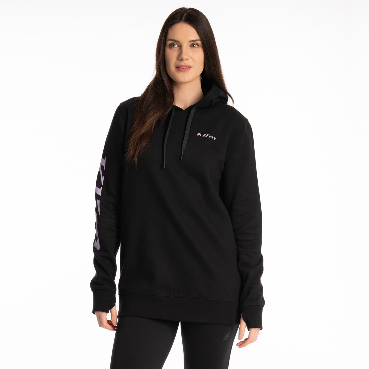 Klim Women's Mariposa Long Pullover Hoodie - Black - Wisteria