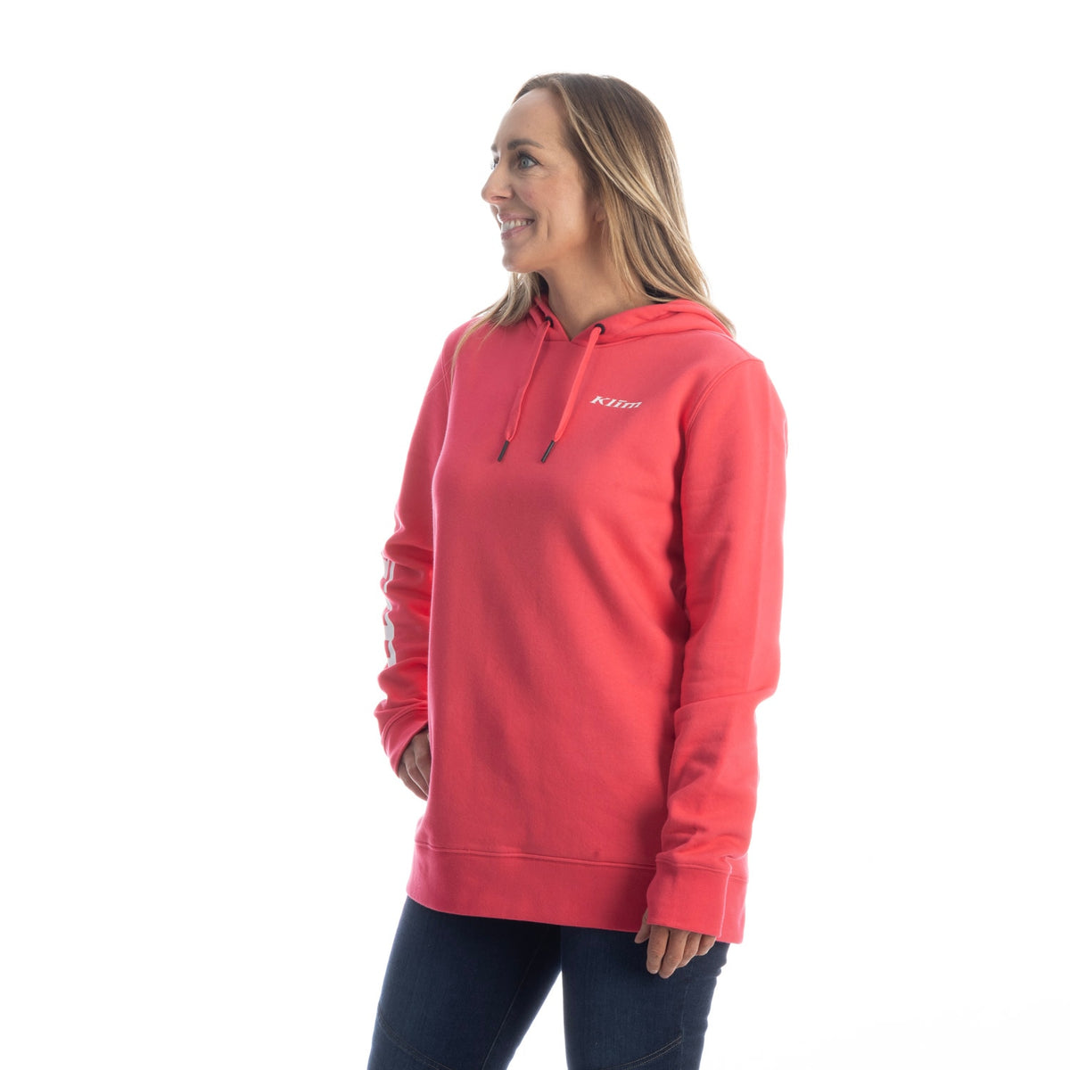 Klim Women's Mariposa Long Pullover Hoodie - Rouge Red - White