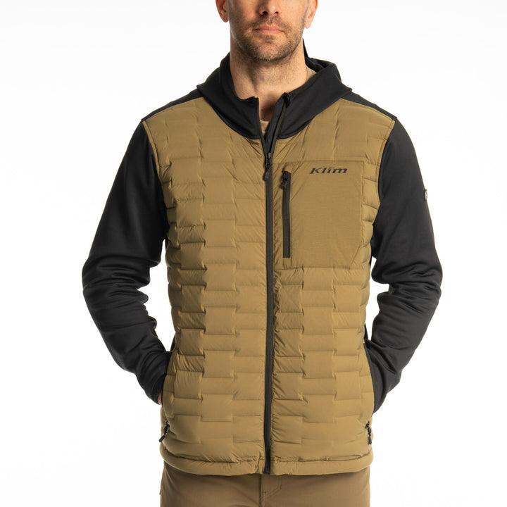 Klim Boulder Stretch Down Hybrid Hoodie - Dark Olive - Black