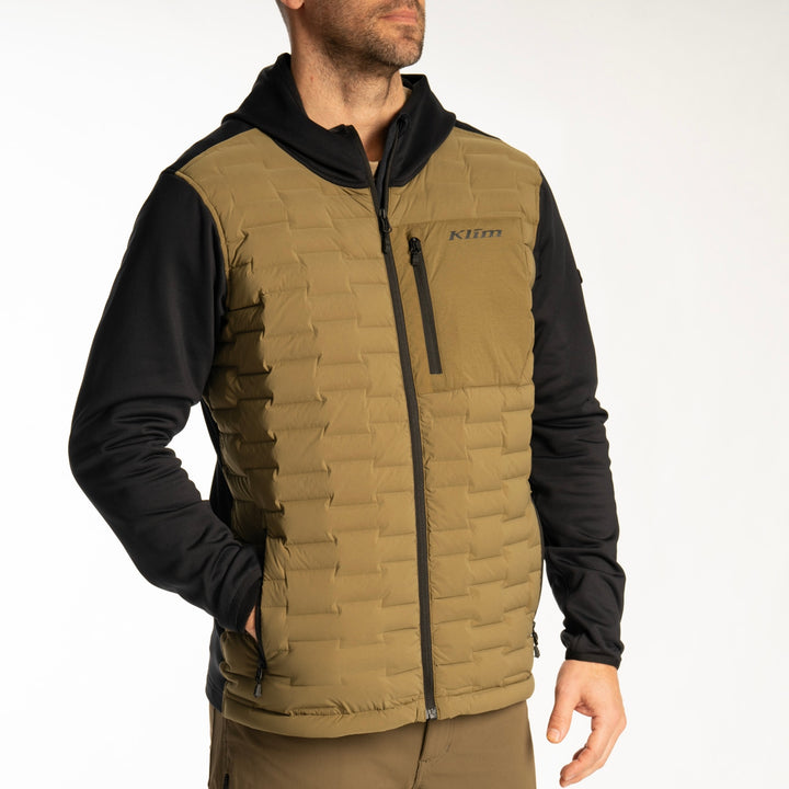 Klim Boulder Stretch Down Hybrid Hoodie - Dark Olive - Black