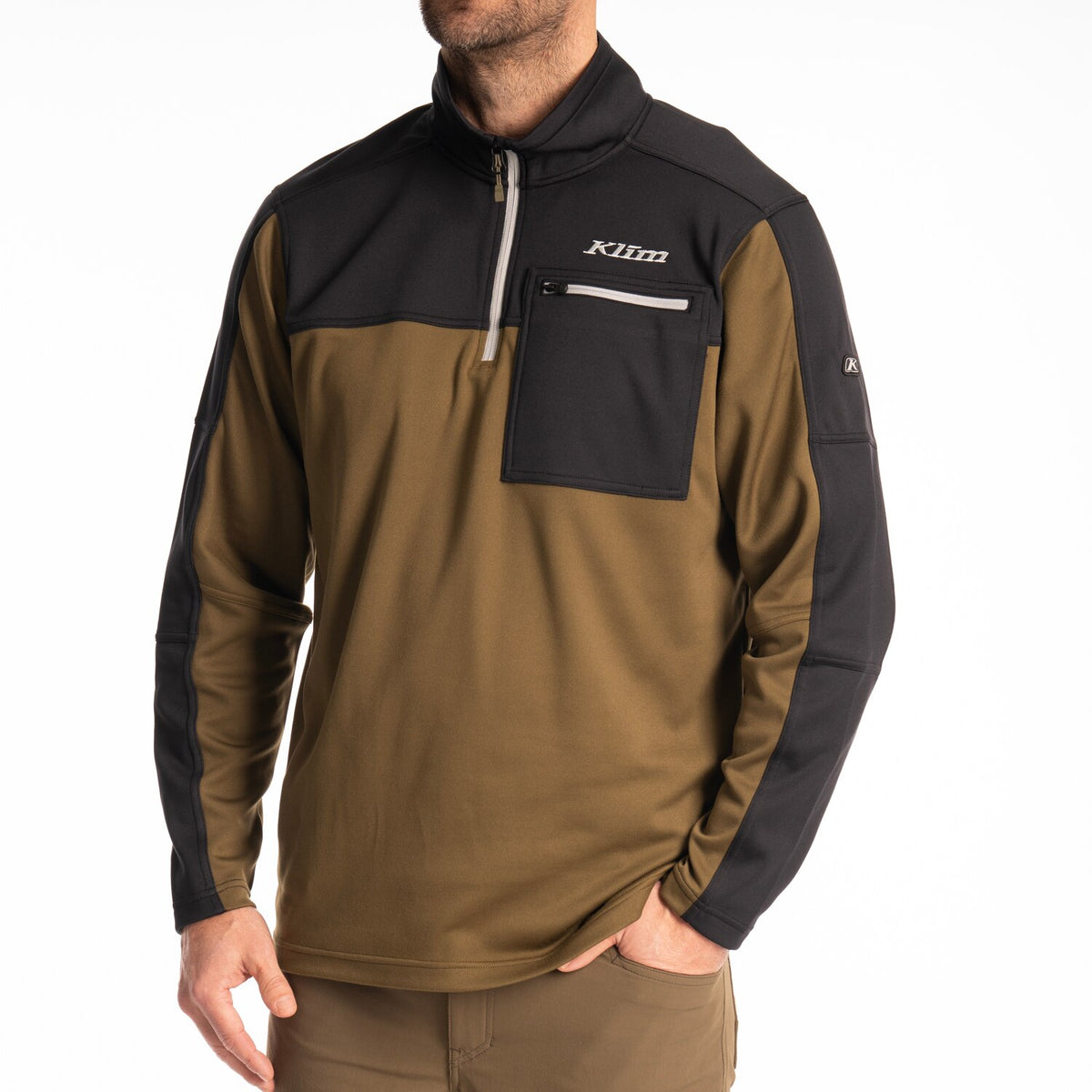 Glacier 1/4 Zip - Dark Olive - Black