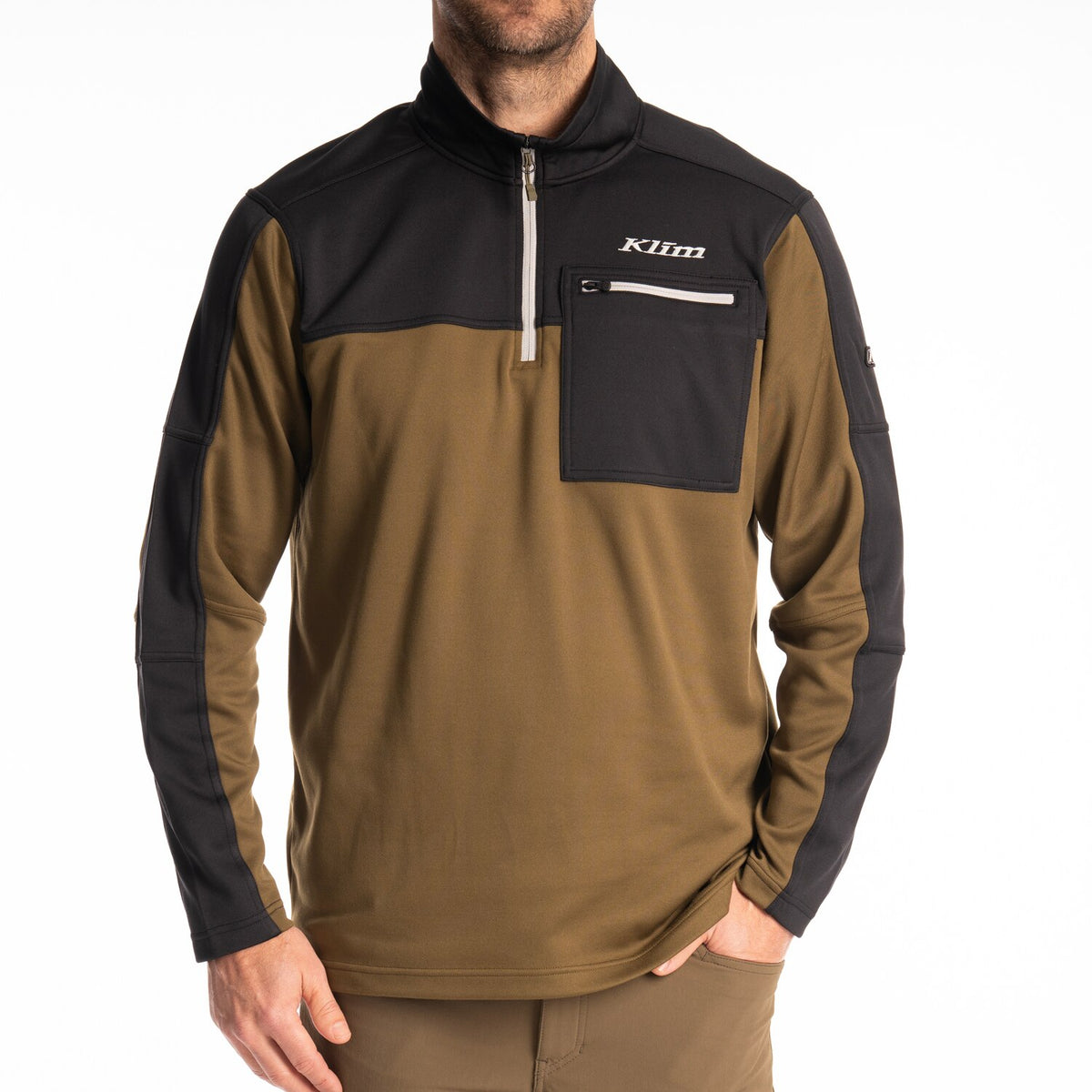 Glacier 1/4 Zip - Dark Olive - Black