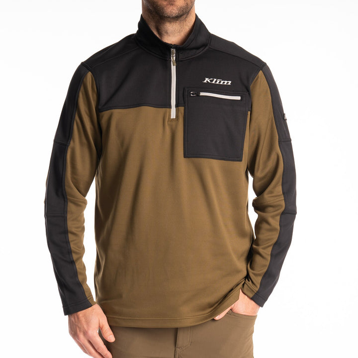 Glacier 1/4 Zip - Dark Olive - Black