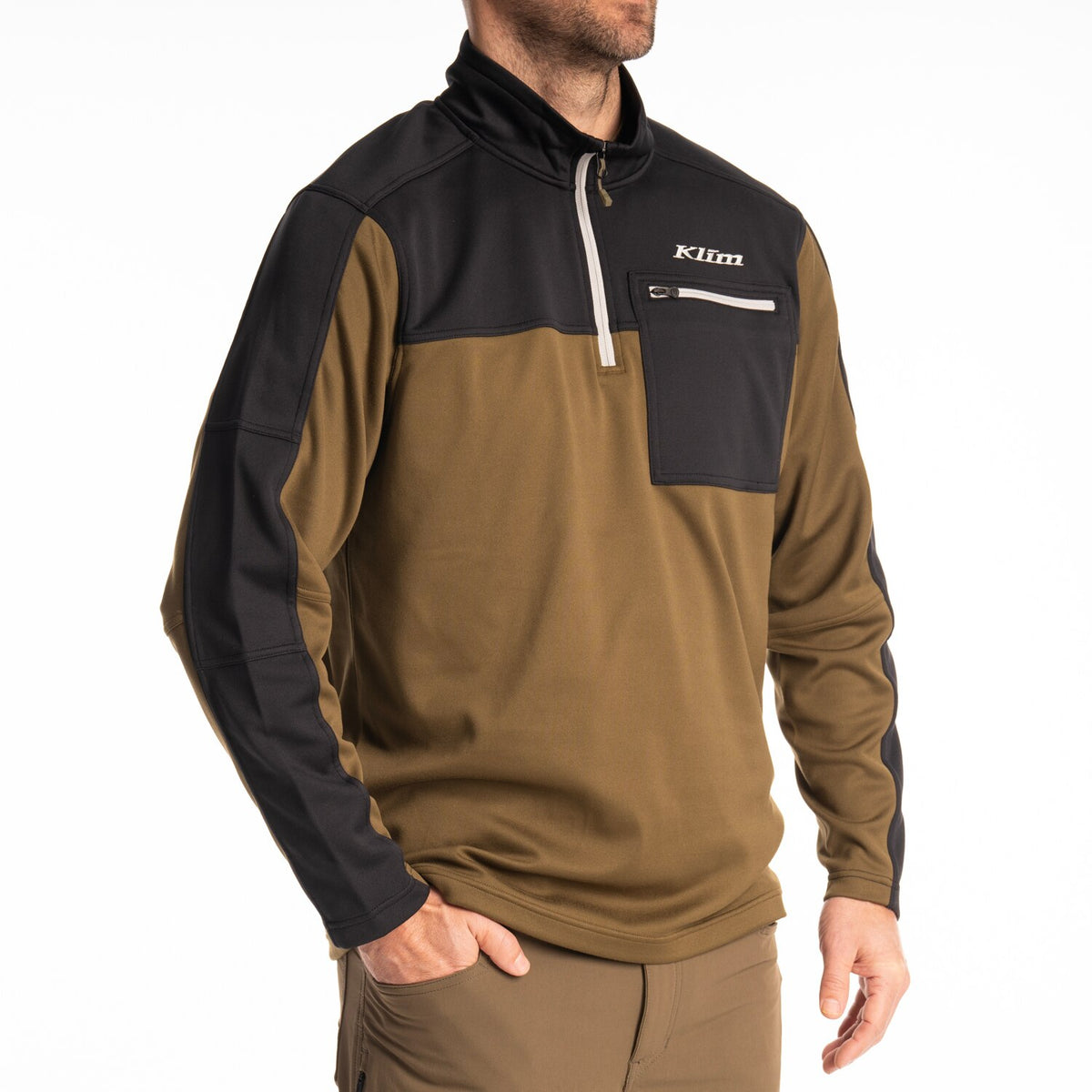 Glacier 1/4 Zip - Dark Olive - Black