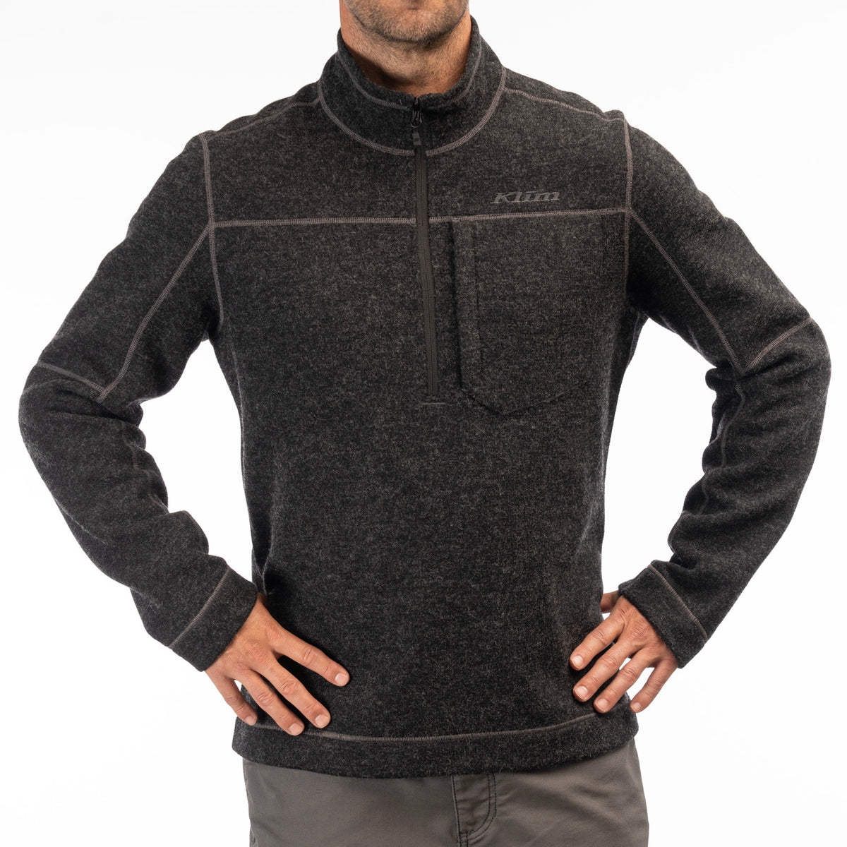Bighorn Canyon Wool Fleece 1/4 Zip - Black Heather
