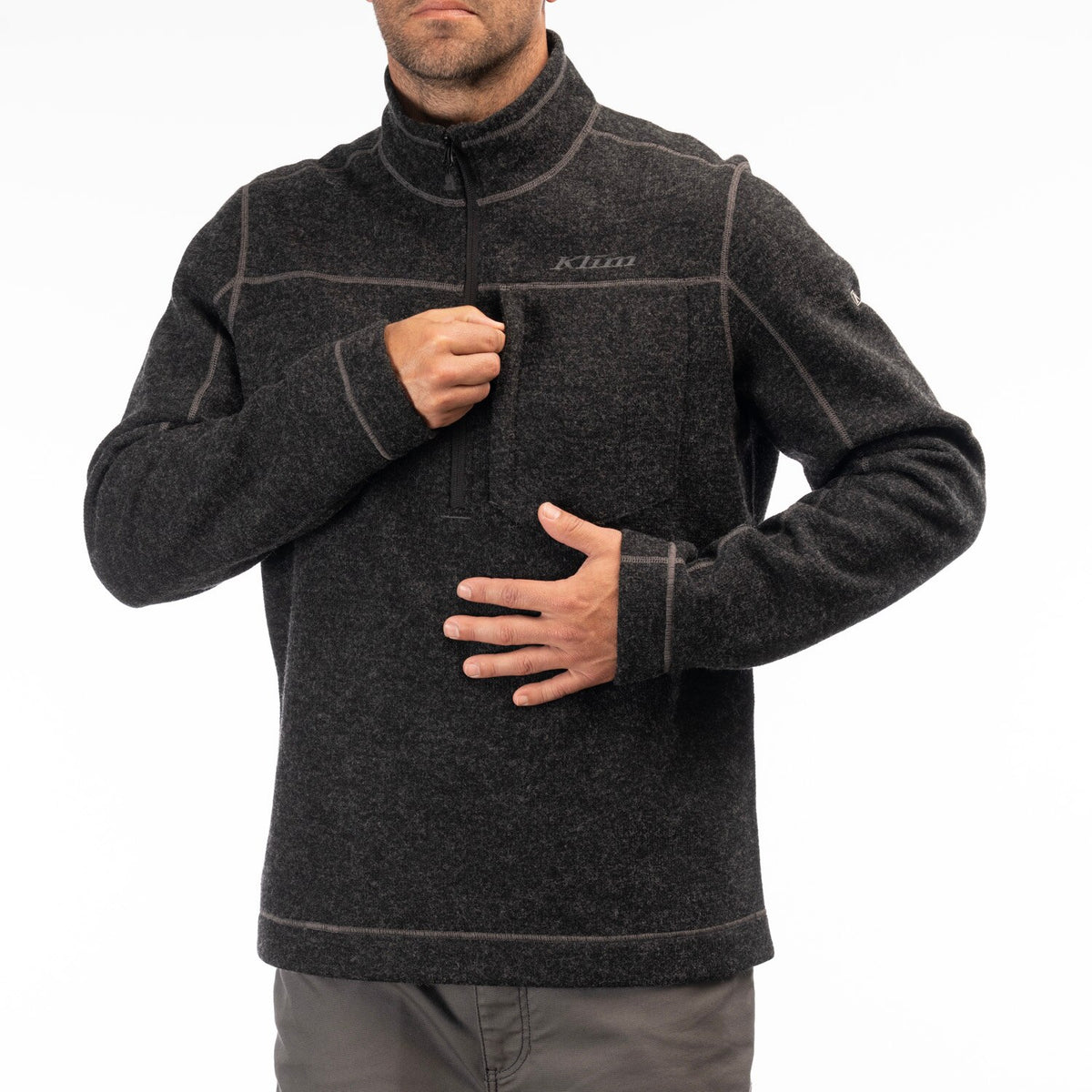 Bighorn Canyon Wool Fleece 1/4 Zip - Black Heather