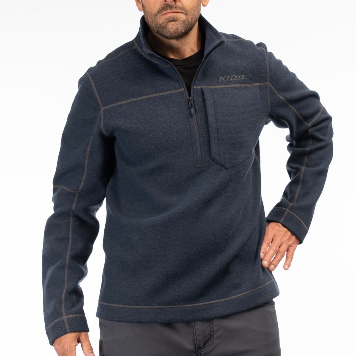 Bighorn Canyon Wool Fleece 1/4 Zip - Dress Blues Heather
