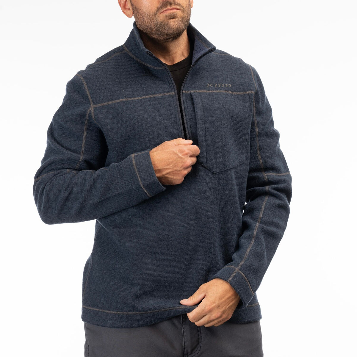 Bighorn Canyon Wool Fleece 1/4 Zip - Dress Blues Heather