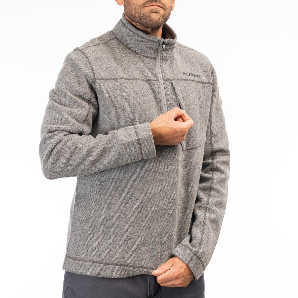 Bighorn Canyon Wool Fleece 1/4 Zip - Monument Heather