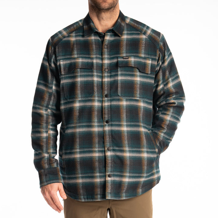 Klim Bridger Fleece Lined Flannel Shirt - Dark Sea - Golden Brown