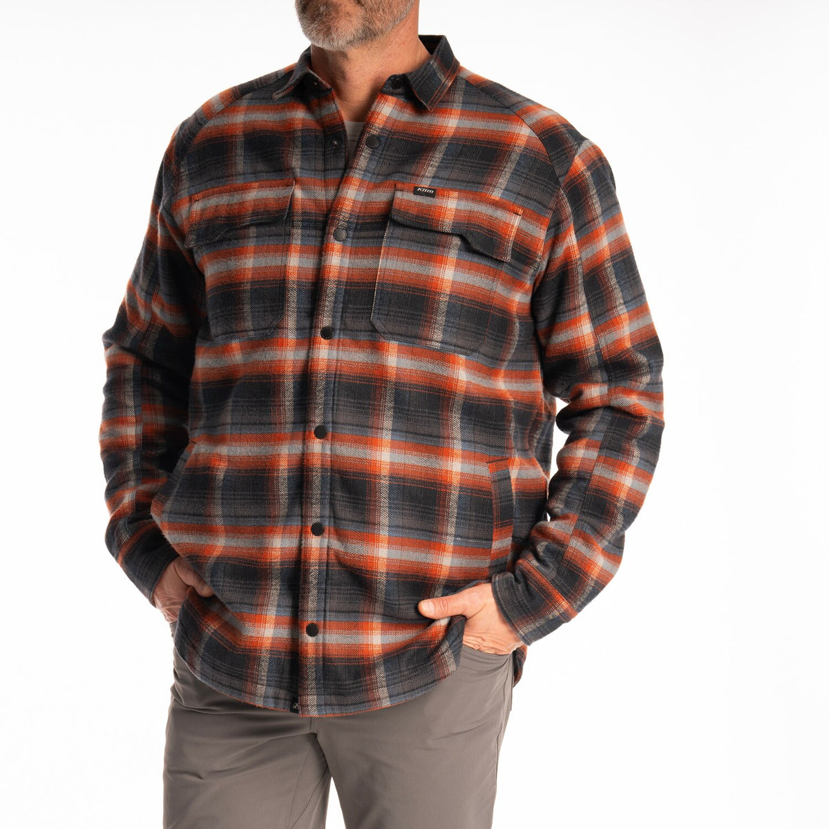 Klim Bridger Fleece Lined Flannel Shirt - asphalt - picante