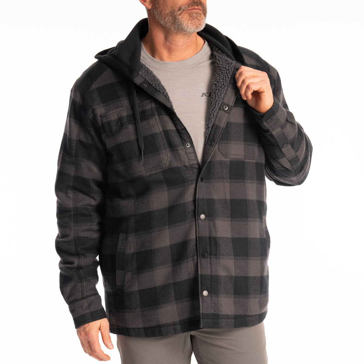 Klim Targhee Fleece Lined Flannel Hoodie - Asphalt - Black
