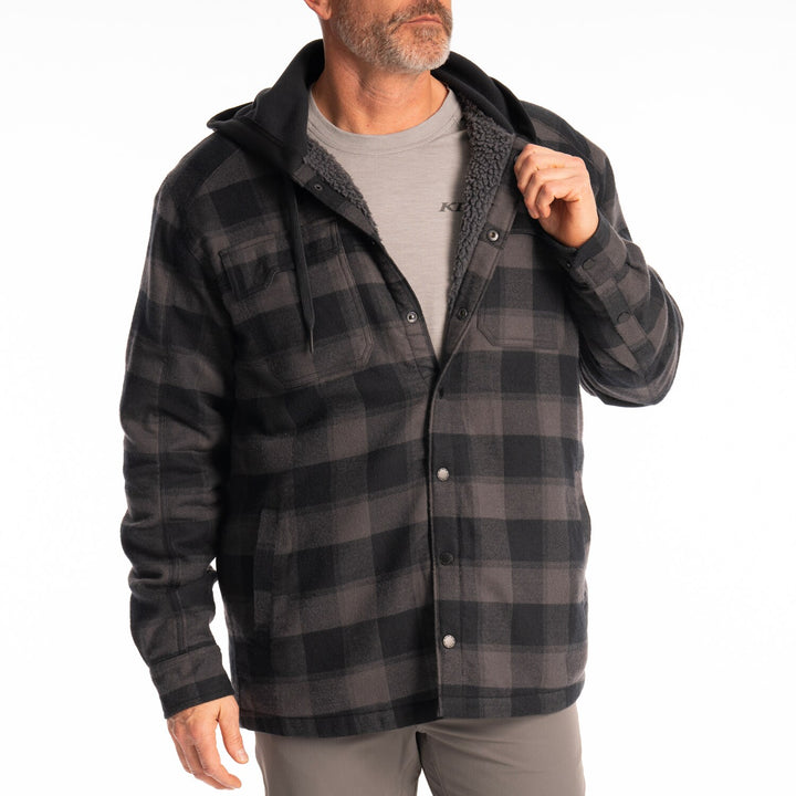 Klim Targhee Fleece Lined Flannel Hoodie - Asphalt - Black
