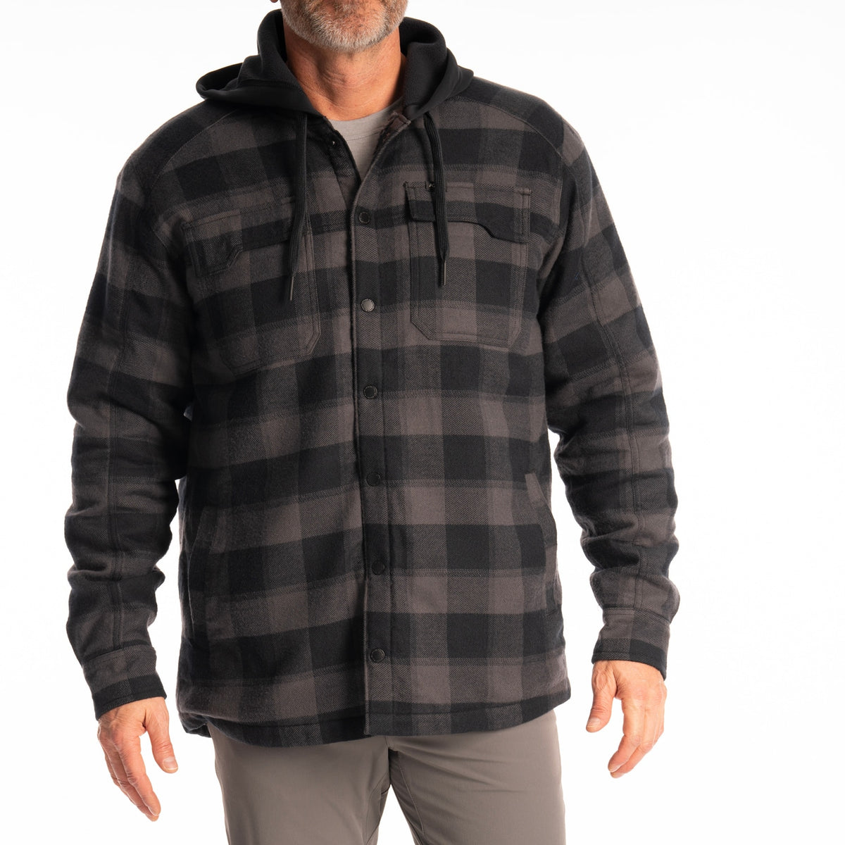Klim Targhee Fleece Lined Flannel Hoodie - Asphalt - Black