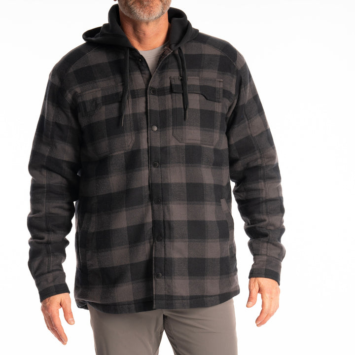 Klim Targhee Fleece Lined Flannel Hoodie - Asphalt - Black
