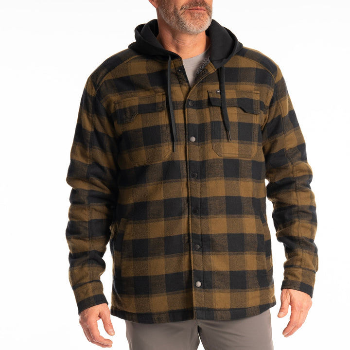Klim Targhee Fleece Lined Flannel Hoodie - Dark Olive - Black