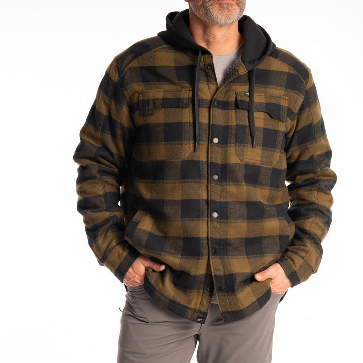 Klim Targhee Fleece Lined Flannel Hoodie - Dark Olive - Black
