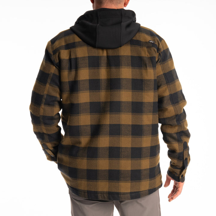 Klim Targhee Fleece Lined Flannel Hoodie - Dark Olive - Black