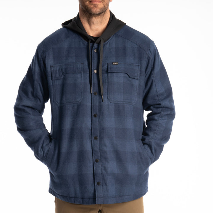 Klim Targhee Fleece Lined Flannel Hoodie - Dress Blues - Black