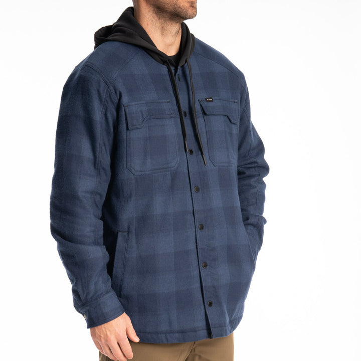 Klim Targhee Fleece Lined Flannel Hoodie - Dress Blues - Black