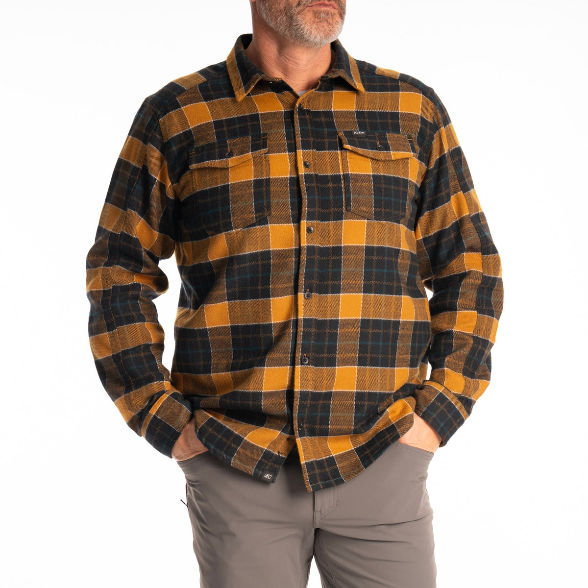 Klim Owen Heavyweight Flannel Shirt - Golden Brown - Black