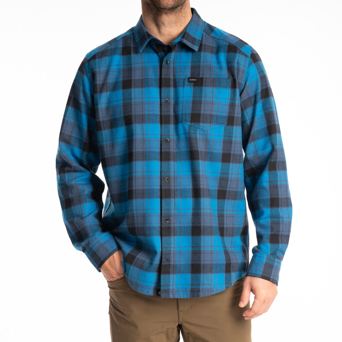 Klim Cottonwood Midweight Flannel Shirt - Blue Fusion - Black