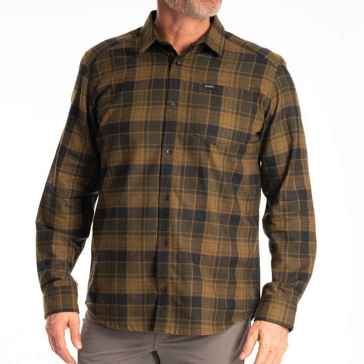 Klim Cottonwood Midweight Flannel Shirt - Dark Olive - Black