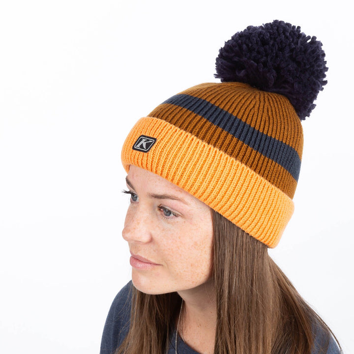 Powder Pom Beanie - Mock Orange - Golden Brown