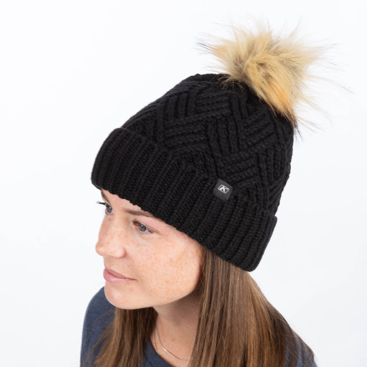 Chevron Pom Beanie - Black