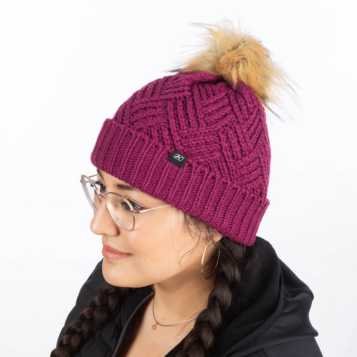 Chevron Pom Beanie - Raspberry Radiance