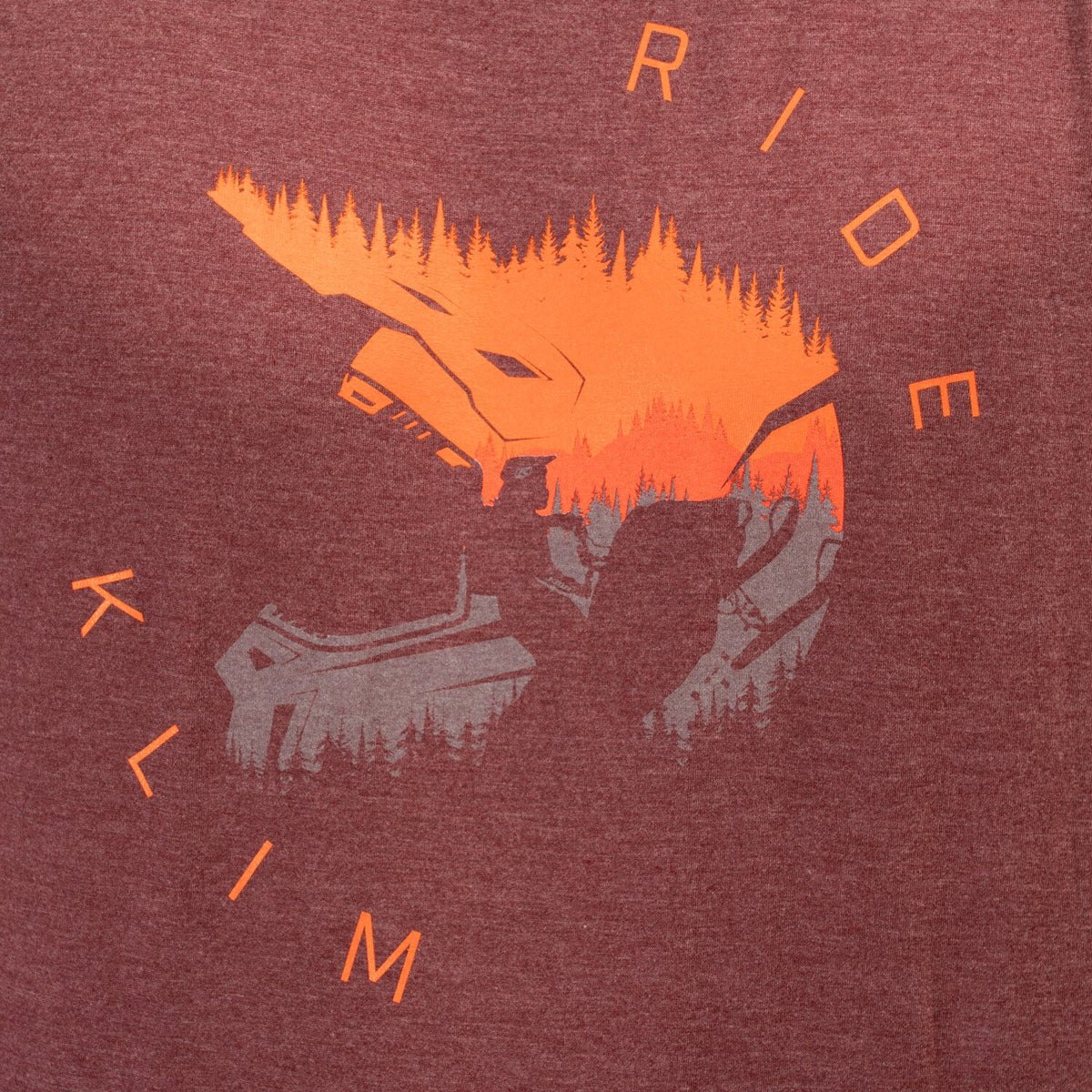 Klim Ride Tri-blend Tee - Maroon Frost - Red Orange