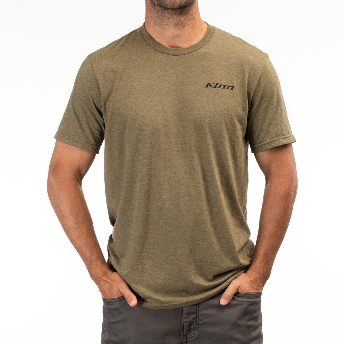 Klim Mountain Peak Tri-blend Tee - Military Green Frost - Black