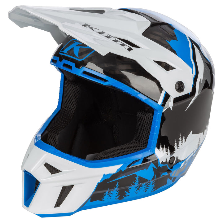 F3 Carbon Helmet ECE - DNA Electric Blue Lemonade - White