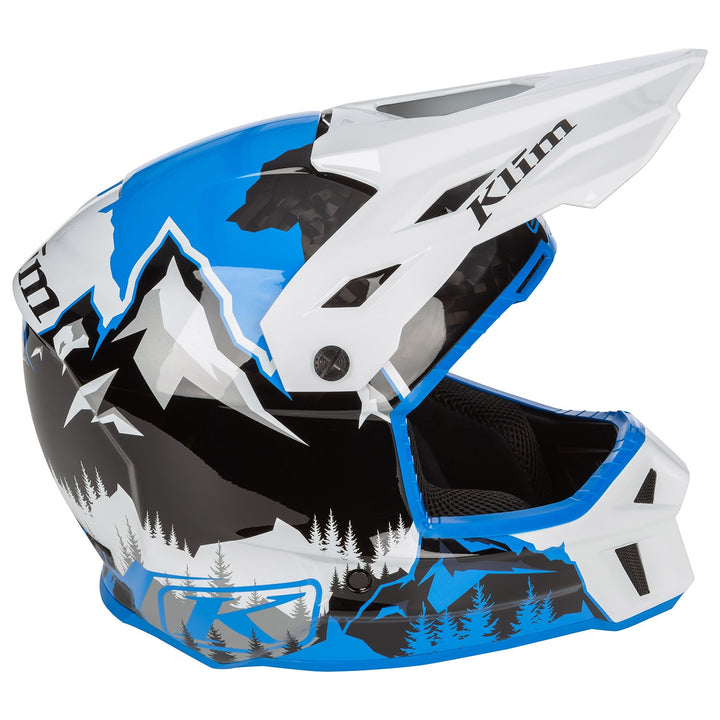 F3 Carbon Helmet ECE - DNA Electric Blue Lemonade - White