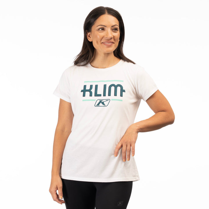 Klim Women's Kute Corp SS T - White - Deep Lagoon