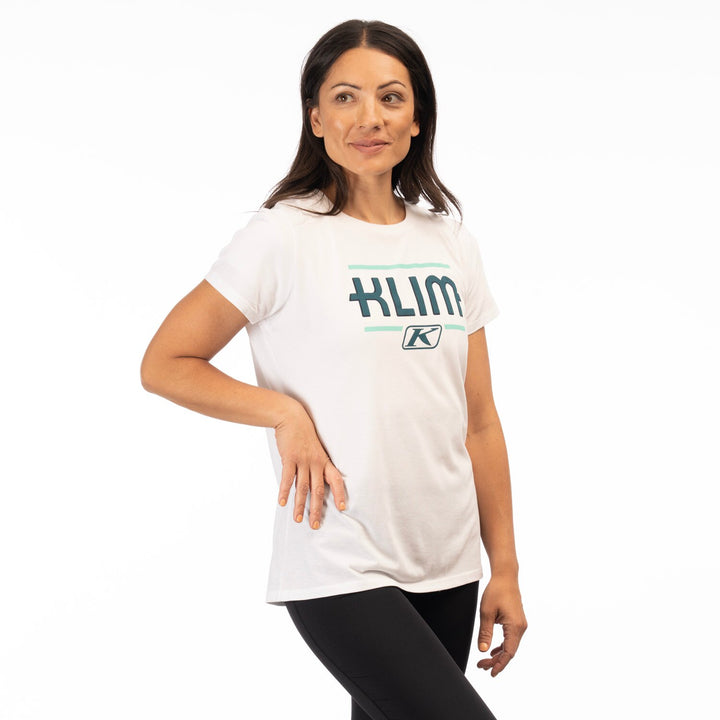 Klim Women's Kute Corp SS T - White - Deep Lagoon