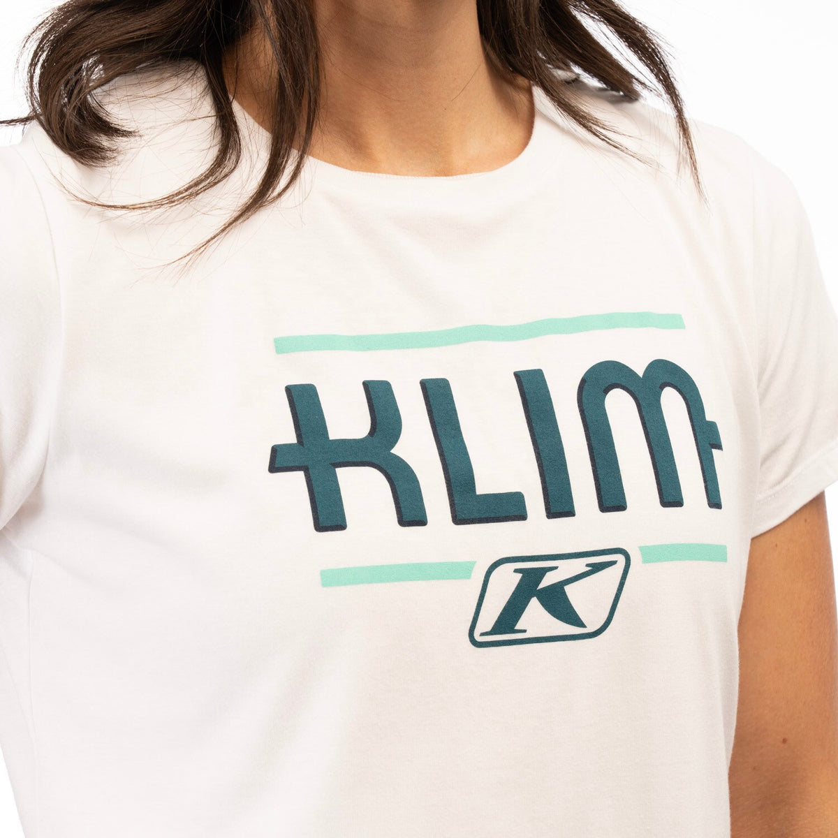 Klim Women's Kute Corp SS T - White - Deep Lagoon