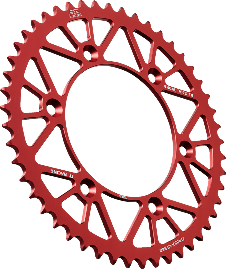 JT Sprockets JTA897.49RED 49-Tooth Red Aluminum Rear Sprocket for GasGas, Husqvarna, Husaberg and KTM