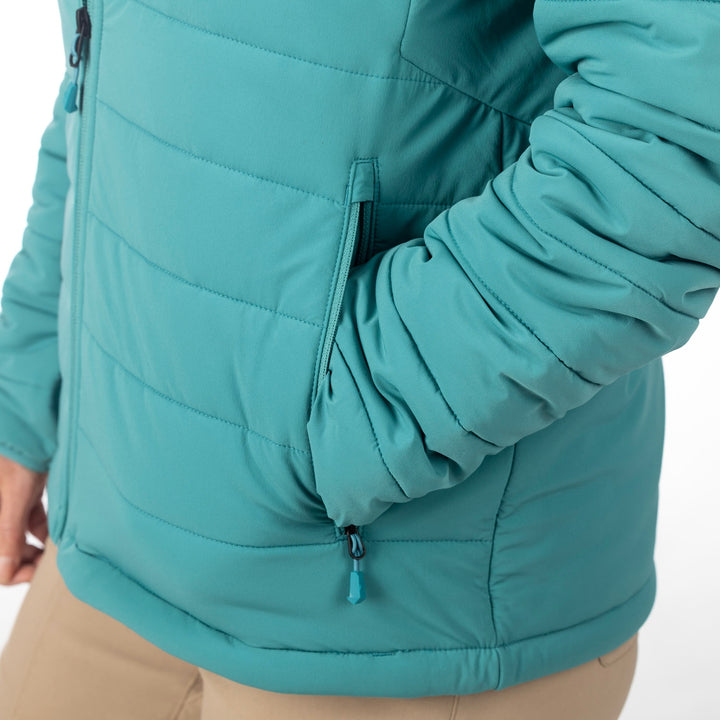 Waverly Stretch Insulated Hooded Jacket - Green-Blue Slate
