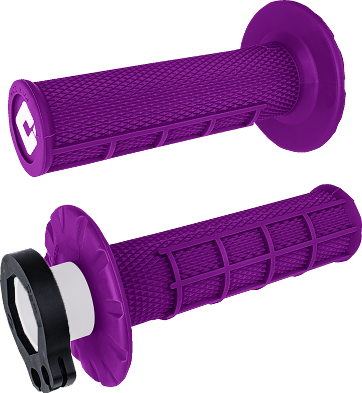 ODI MX Half-Waffle Lock-On Grips with Throttle Tube, Purple - H36HWPR
