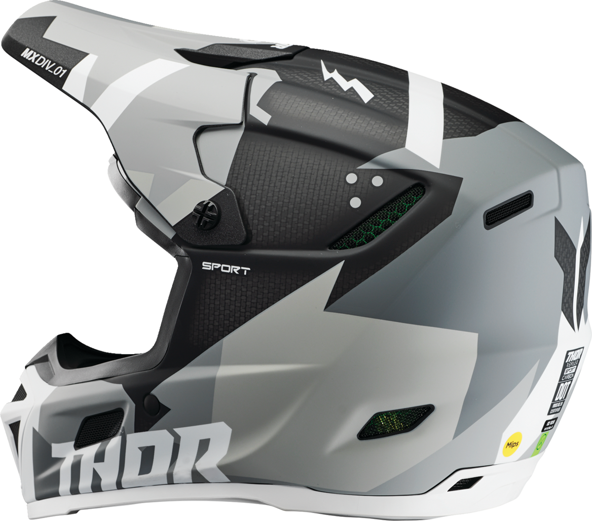 Thor Reflex Sport Carbon MIPS Helmet - Brave - Gray/White