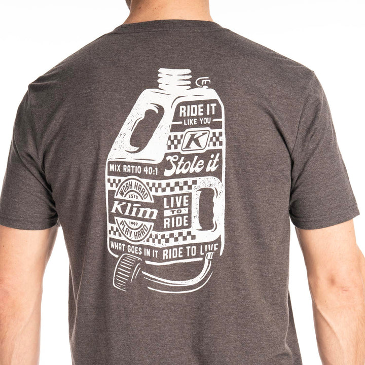 Klim Live to Ride Tri-blend Tee - Heathered Charcoal - White