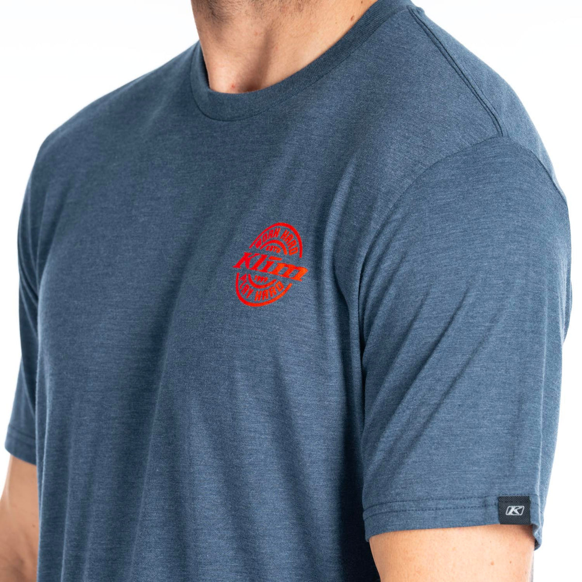 Klim Live to Ride Tri-blend Tee - Navy Frost - Strike Orange