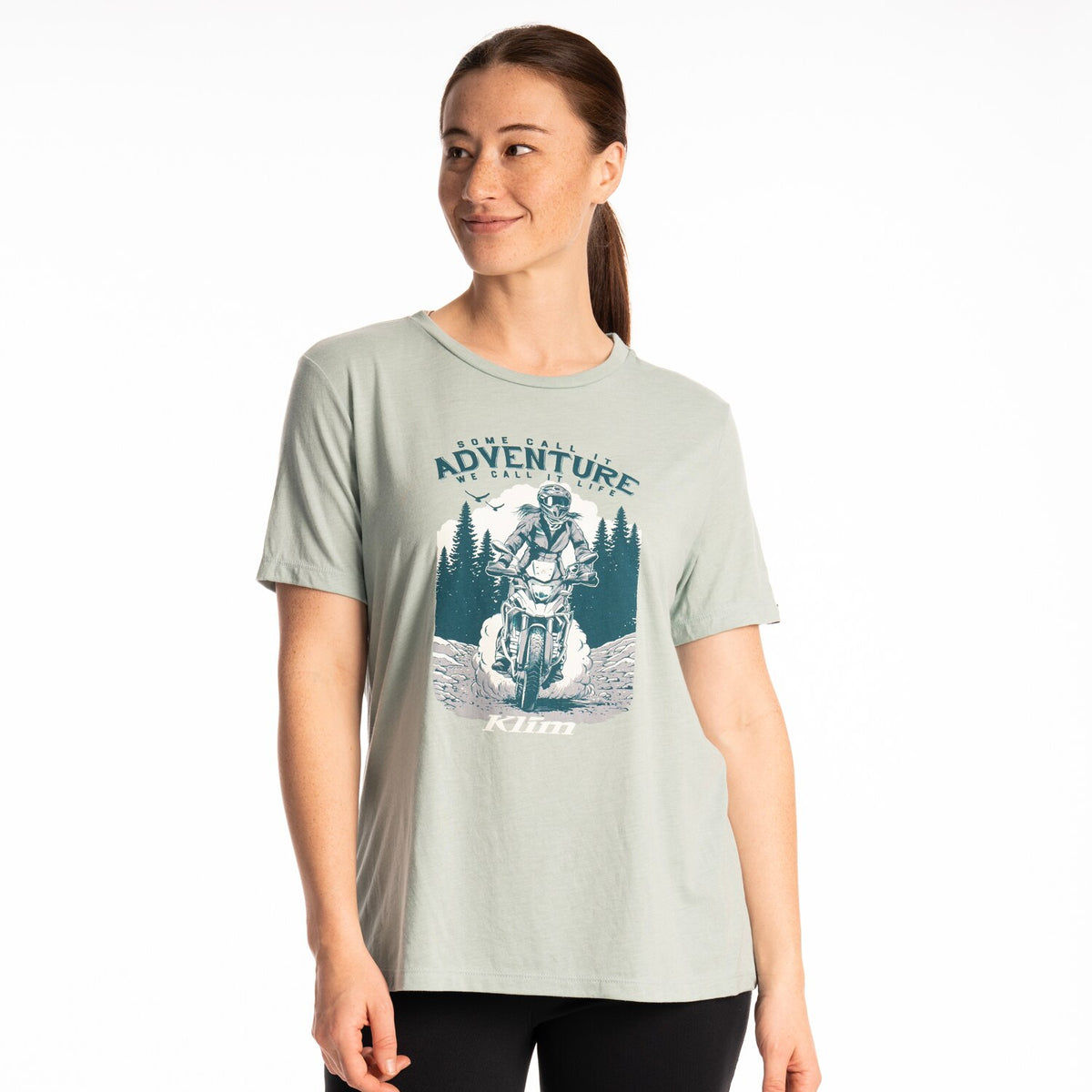 Klim Women's Adventure Tri-blend Tee - Dusty Blue - Deep Lagoon