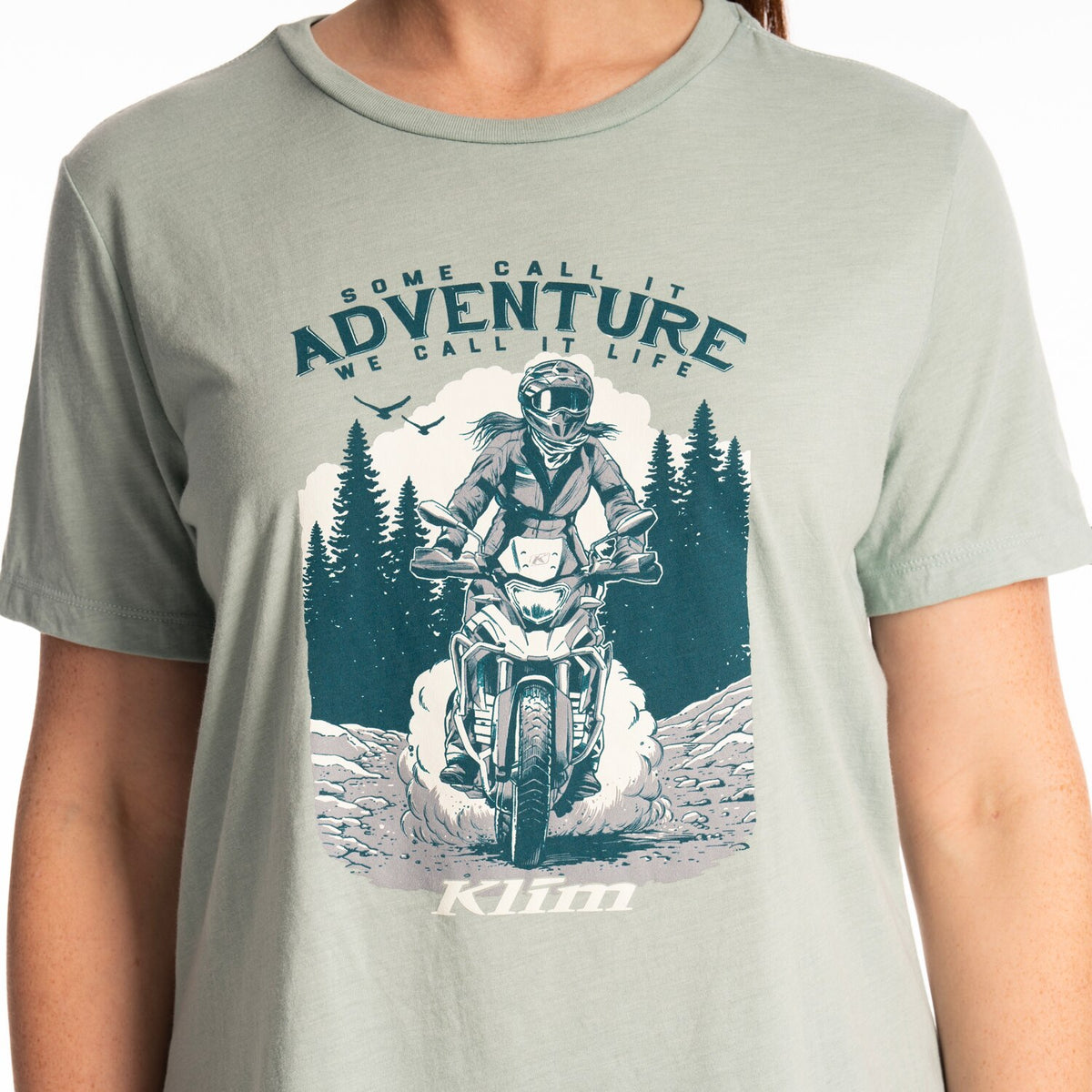 Klim Women's Adventure Tri-blend Tee - Dusty Blue - Deep Lagoon