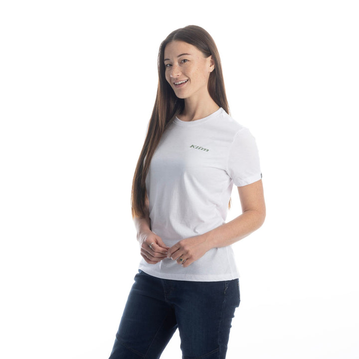 Klim Women's Canyon Tri-blend Tee - White - Hedge Green