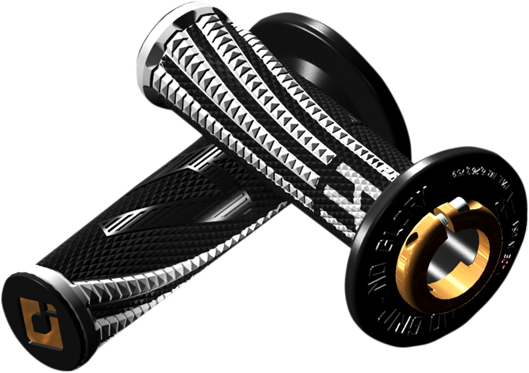 ODI Emig Pro V2 Lock-On Grips with Throttle Tube, White/Black, H36EPBW