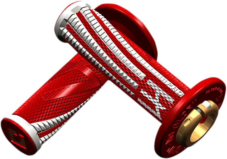 ODI Emig Pro V2 Lock-On Grips with Throttle Tube, Red/White, H36EPRW
