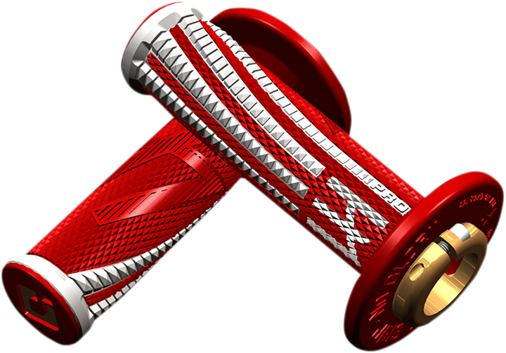 ODI Emig Pro V2 Lock-On Grips with Throttle Tube, Red/White, H36EPRW