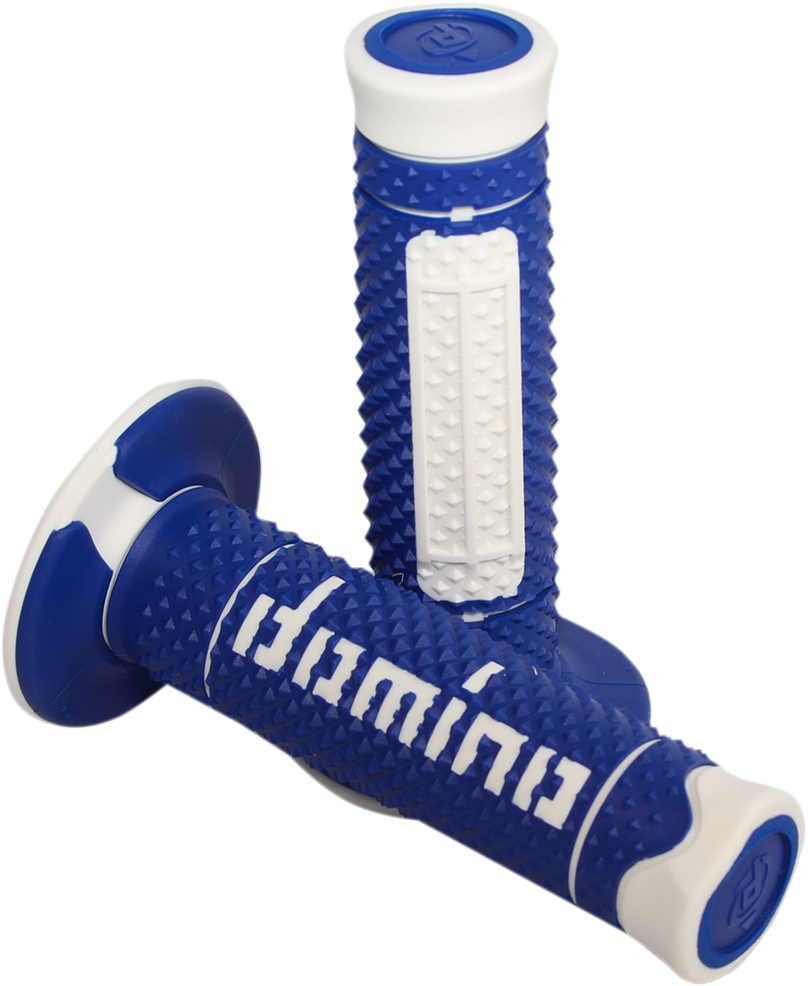 DOMINO Diamante Dual-Compound Motorcycle Grips Blue/White A26041C4648A7-0